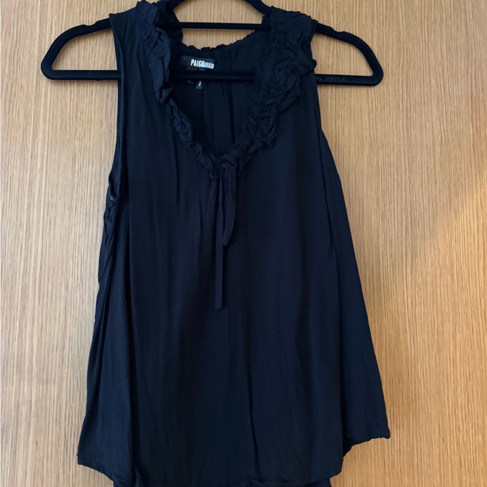 PAIGE Black Sleeveless Ruffle Blouse